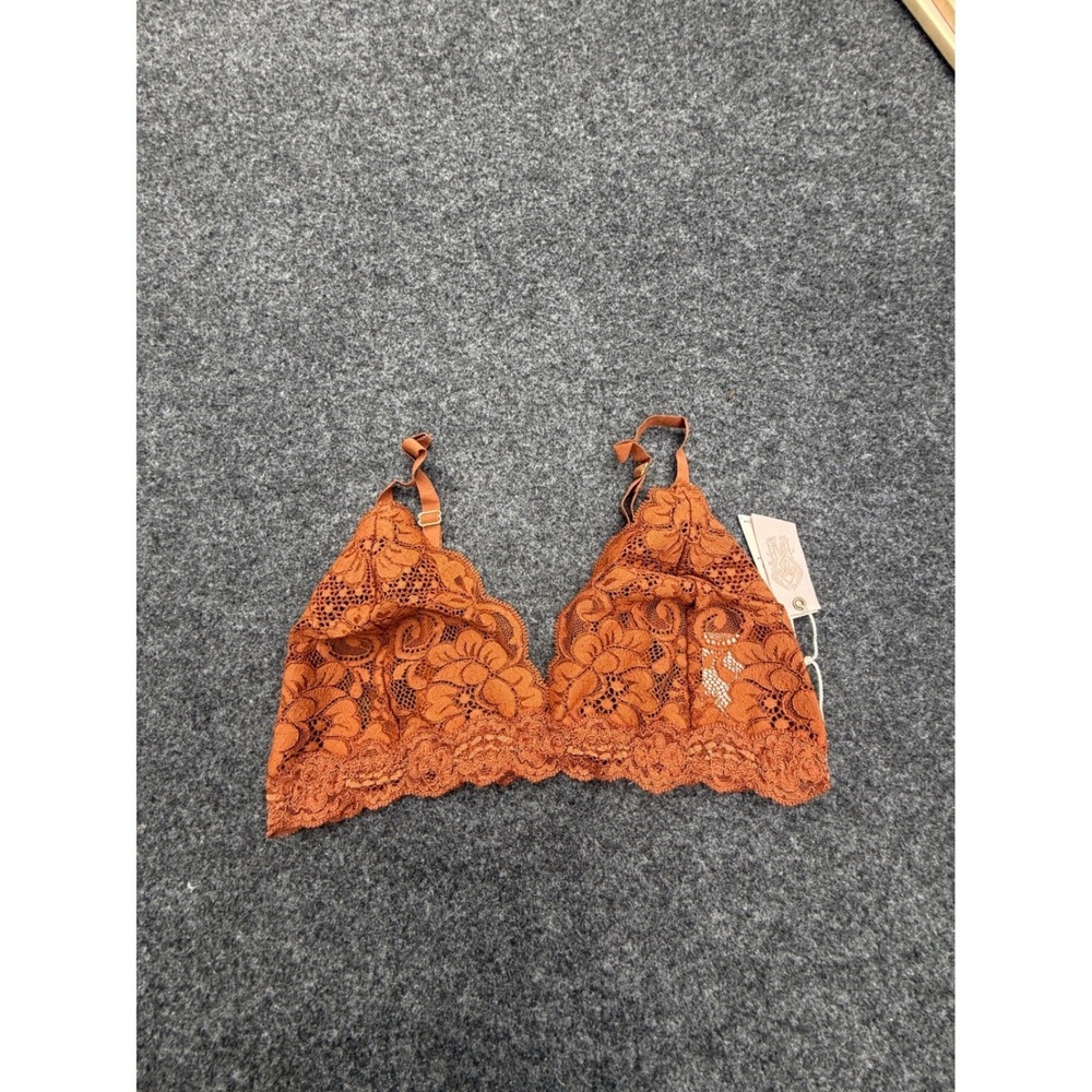 Free People Bralette Womens Medium Rust Orange Intimately Adella Lace Triangle‎